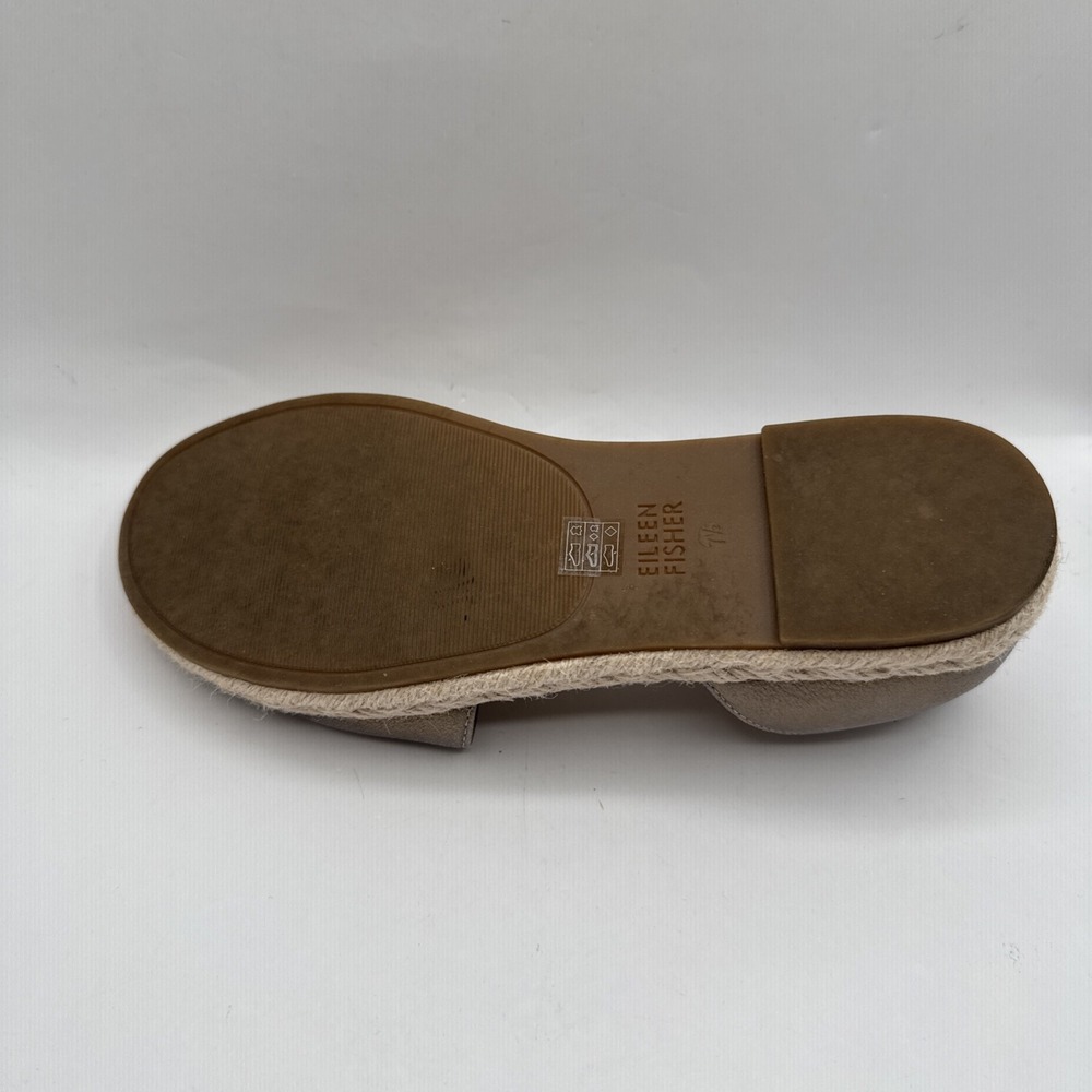 Eileen Fisher Lee Gold Leather d'Orsay Espadrille Flat Slip On Sandal Shoes 7.5 - Picture 9 of 13